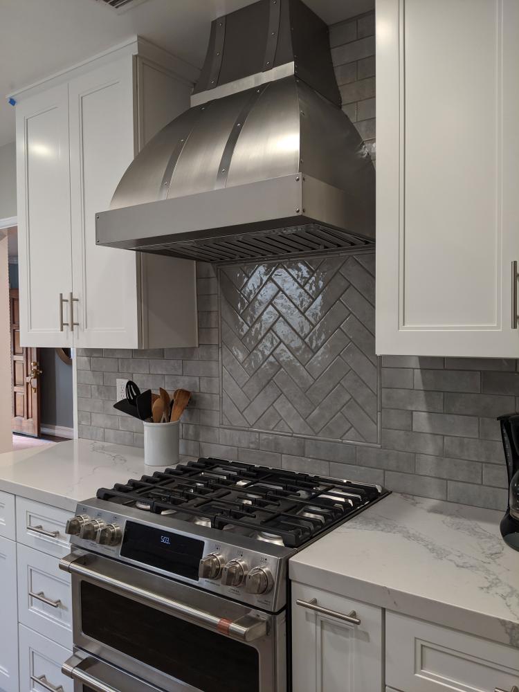 dark brick backsplash