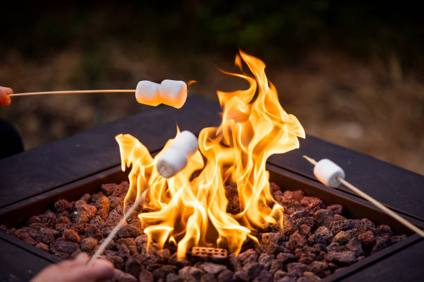 fire pit with smores