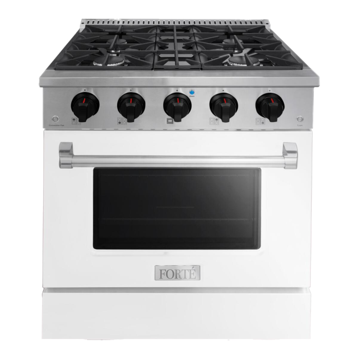 Get the Premium 30” FORTÉ Freestanding Gas Range in White